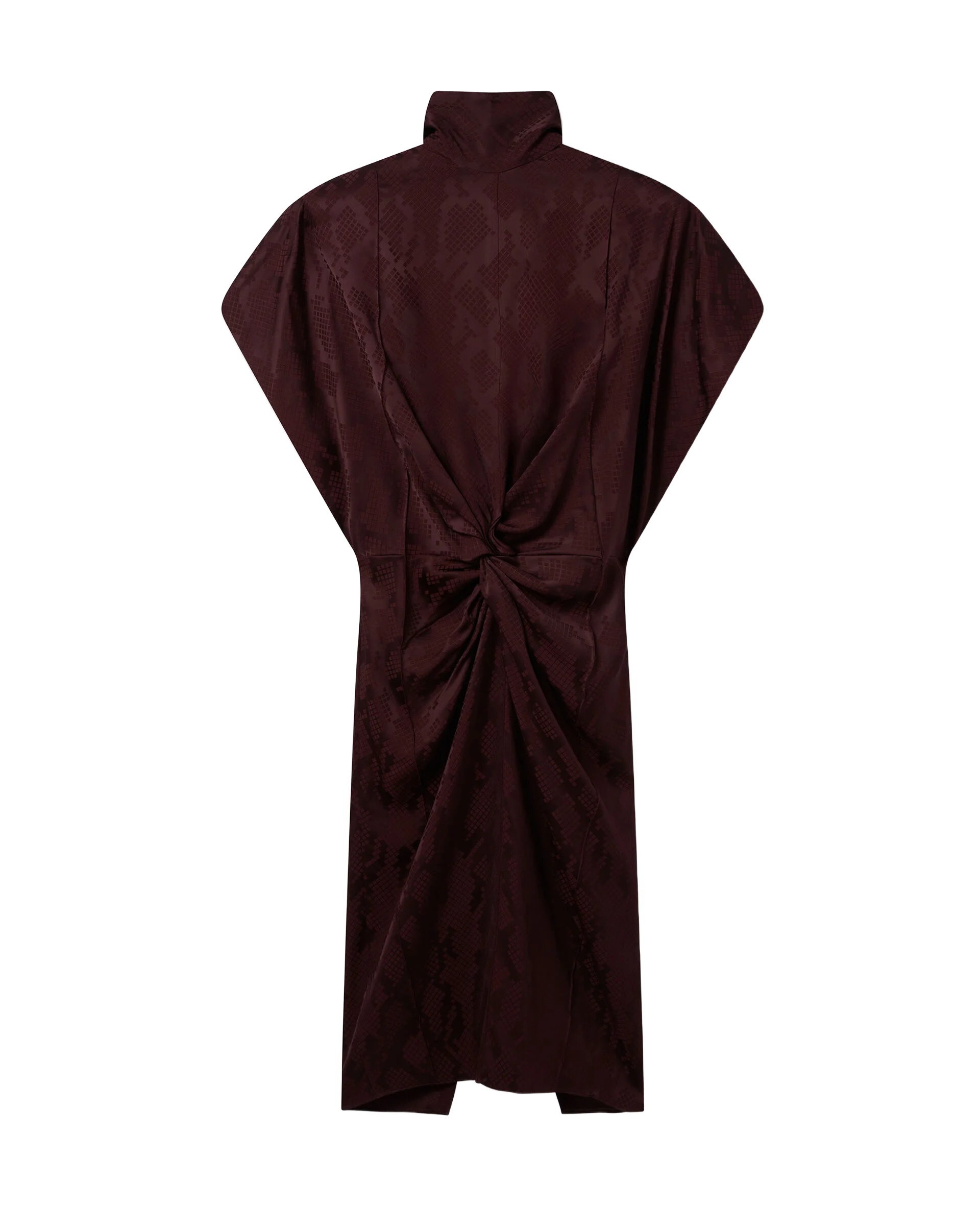 Stella Mccartney Snake Print Shoulder Pad Twist Midi Dress In Burgundy