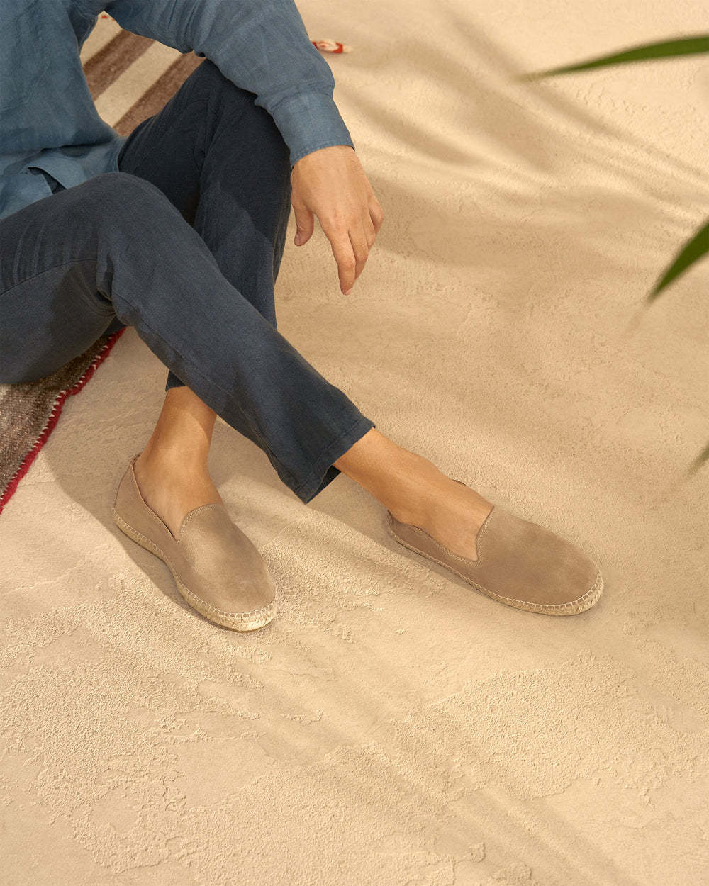 Manebi Round-toe Suede Espadrilles In Nude