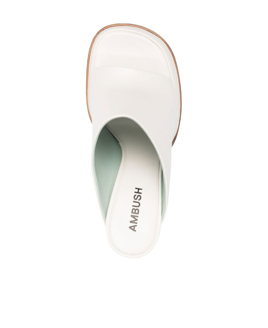 Ambush 115mm Leather Platform Mules In White