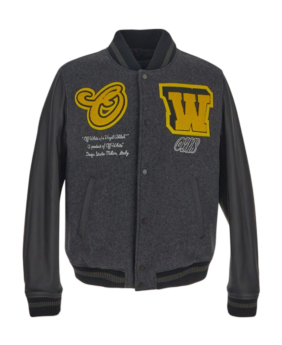Off-white Varsity Cat-motif Bomber Jacket In Grey