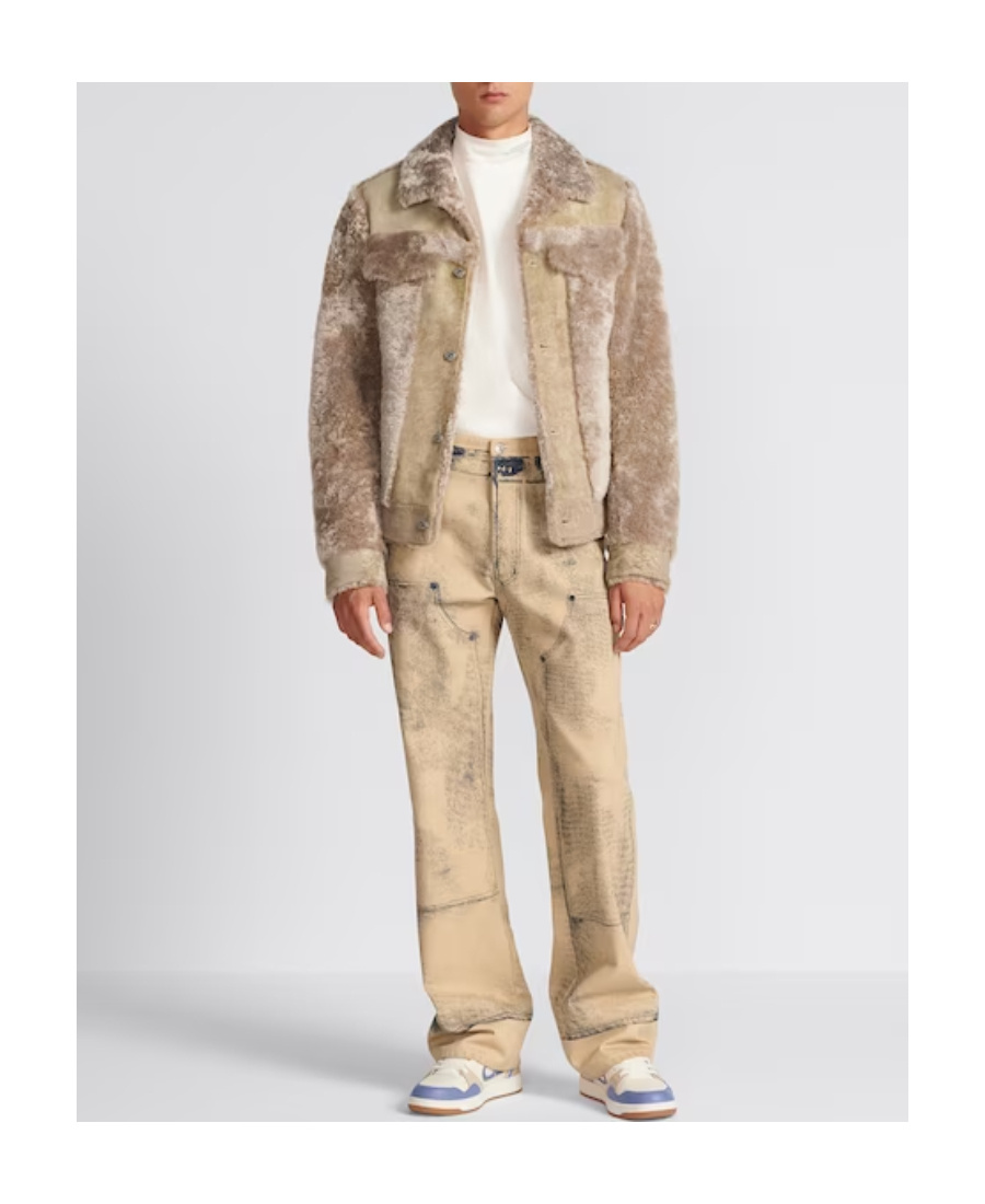 Dior Tooling Effect Printed Jeans In Nude
