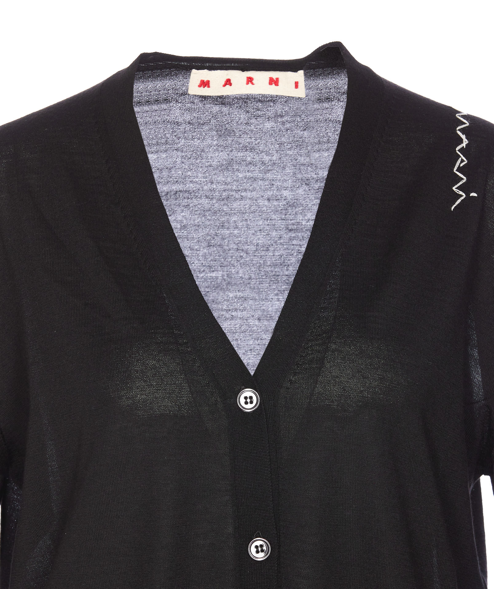 Marni Wool And Silk Blend Cardigan In Black