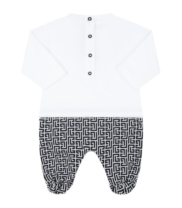 Balmain Logo-print Babygrow Set In Gray