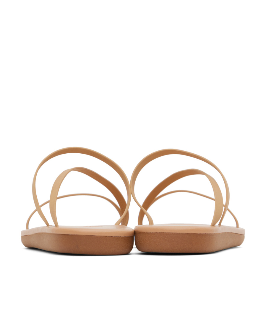 Ancient Greek Sandals Logo Flat Slippers In Nude