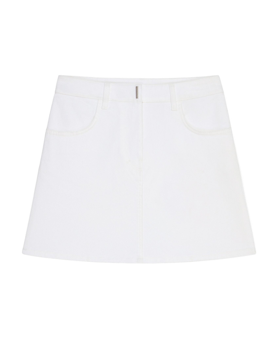 Givenchy 4g-motif Denim Mini Skirt In White