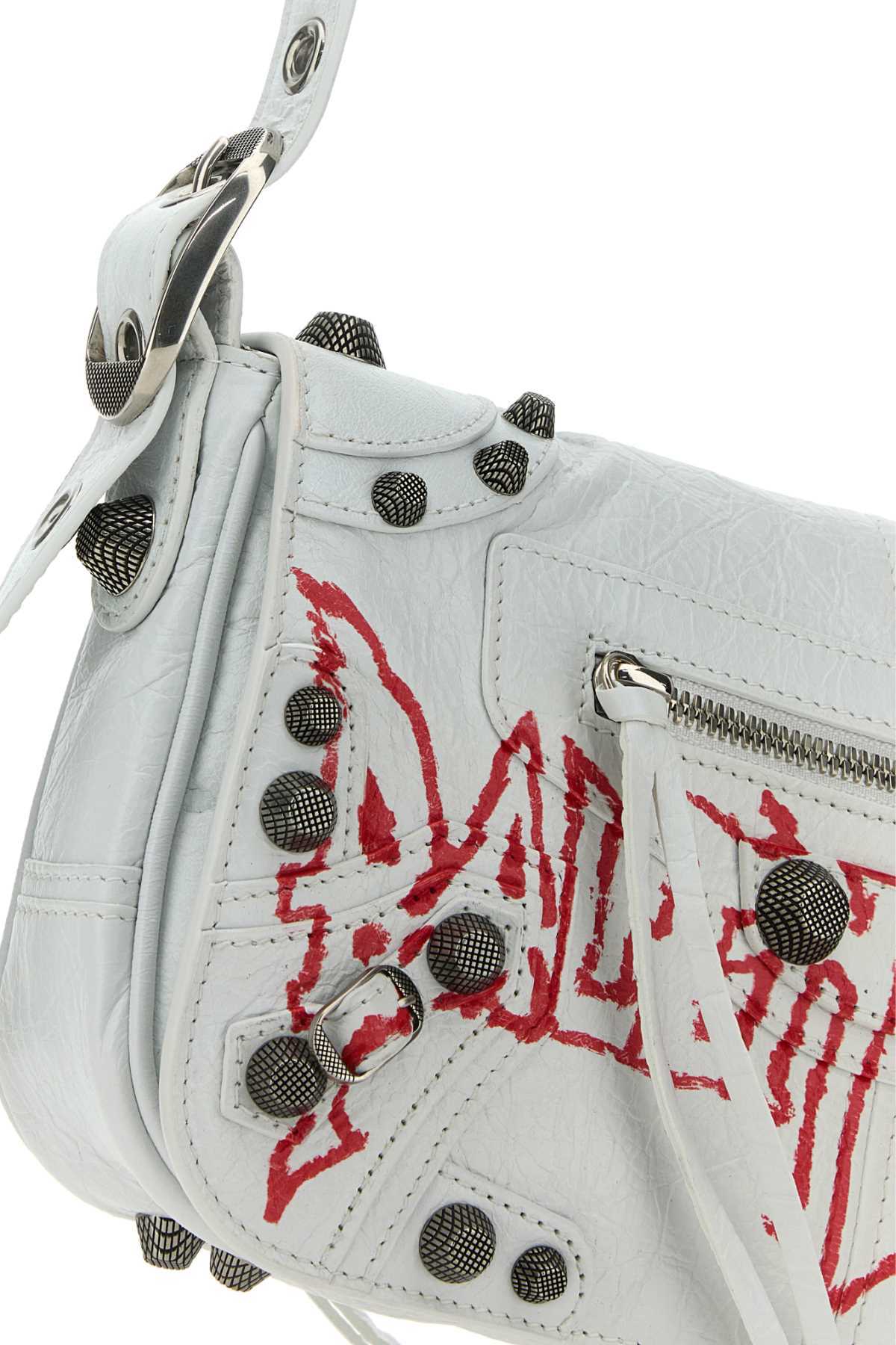 Balenciaga Man White Leather Le Cagole Xs Diy Metal Crossbody Bag In White