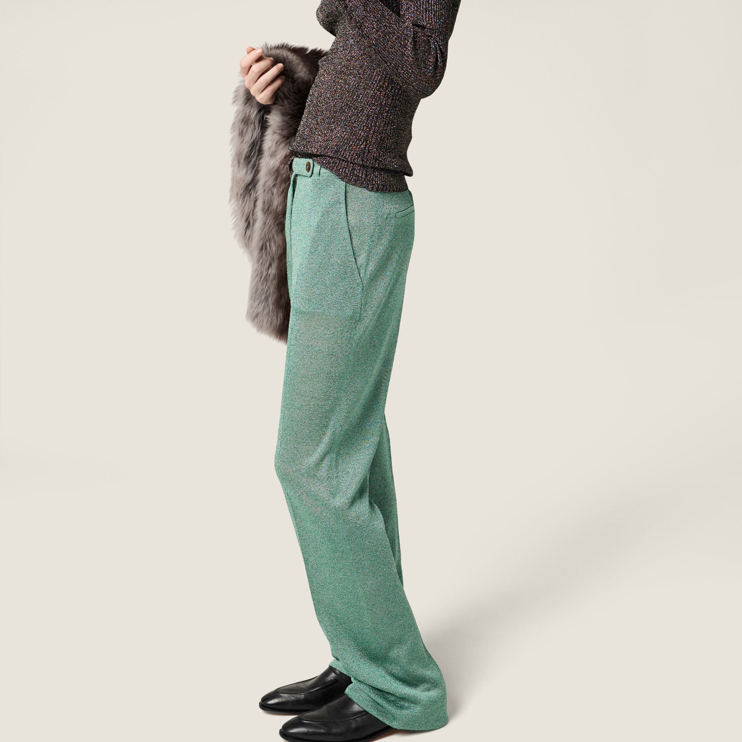 Miu Miu Lurex Pants In Green