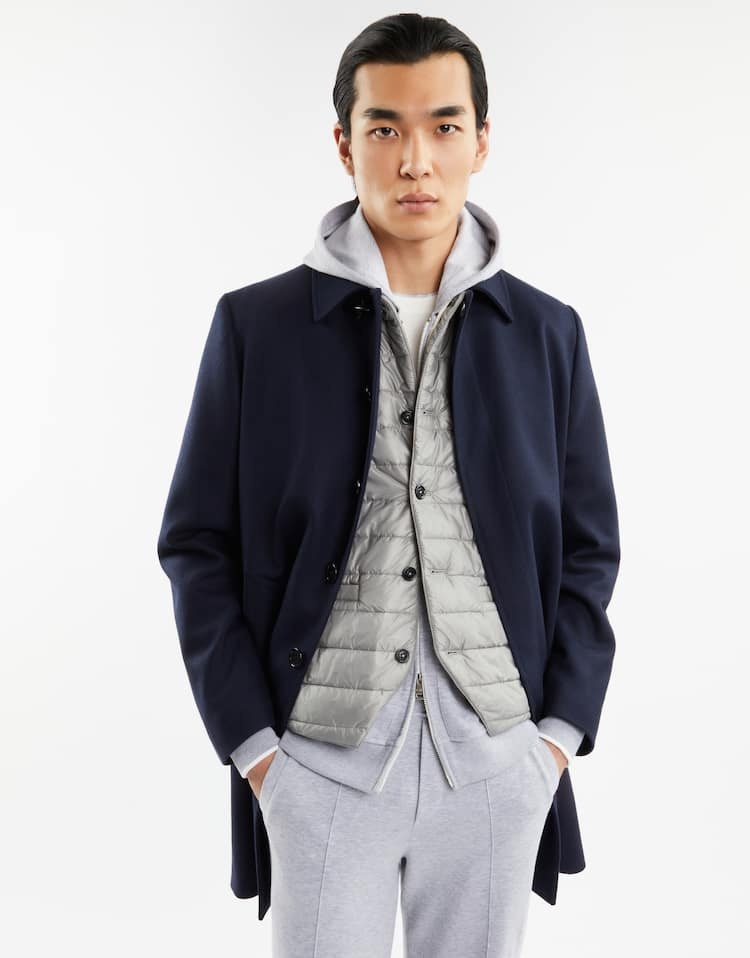 Fay Straight Wool-cashmere Blend Coat With Side Pockets In Black