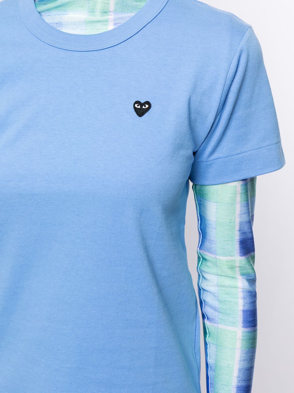 Comme Des Garçons Play Embroidered-logo Cotton T-shirt In Blue