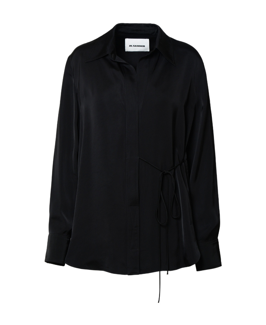 Jil Sander Black Heavy Viscose Silk Twill Shirt In Black
