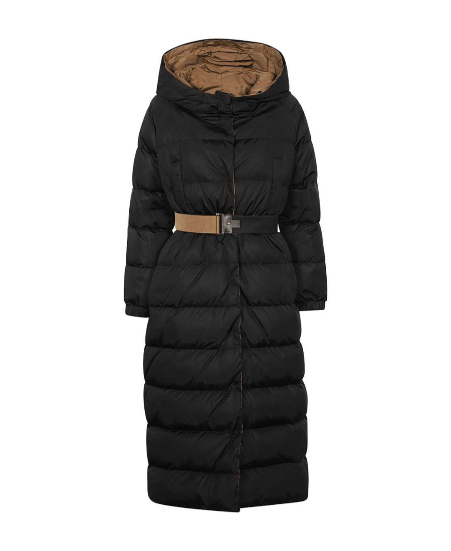 Max Mara Logo Down Jacket In Black