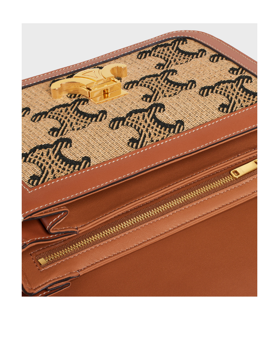 Celine Medium Triomphe With Border In Nude