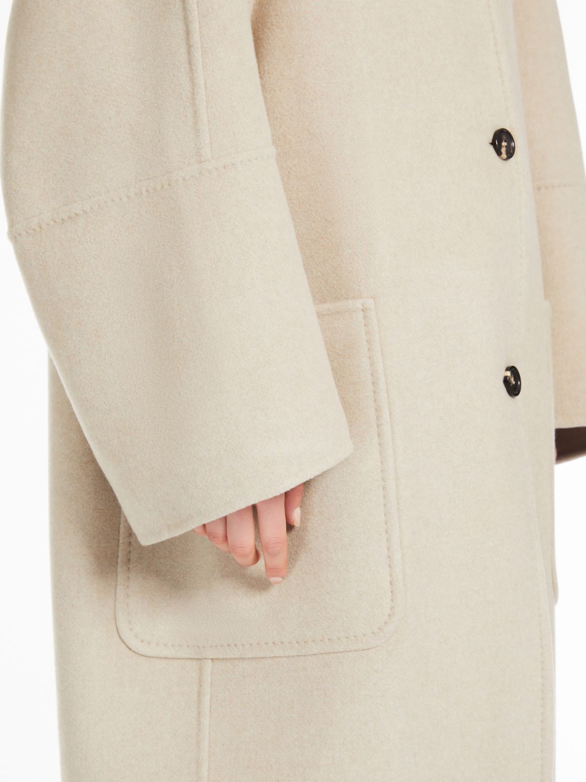 Max Mara Album Collarless Cashmere Long Coat In Nude