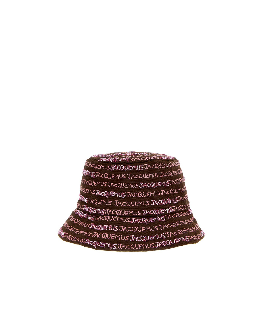 Shop Jacquemus Logo Canvas Fisherman's Hat In Brown