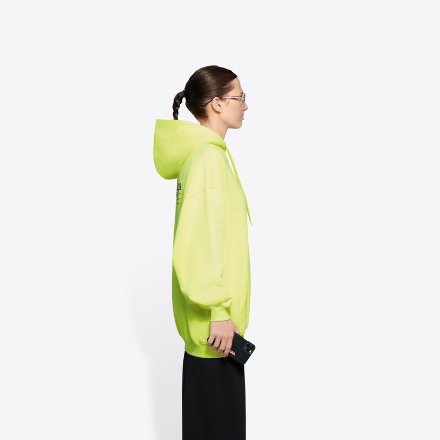 Balenciaga Logo Print Cotton Hoodie In Yellow