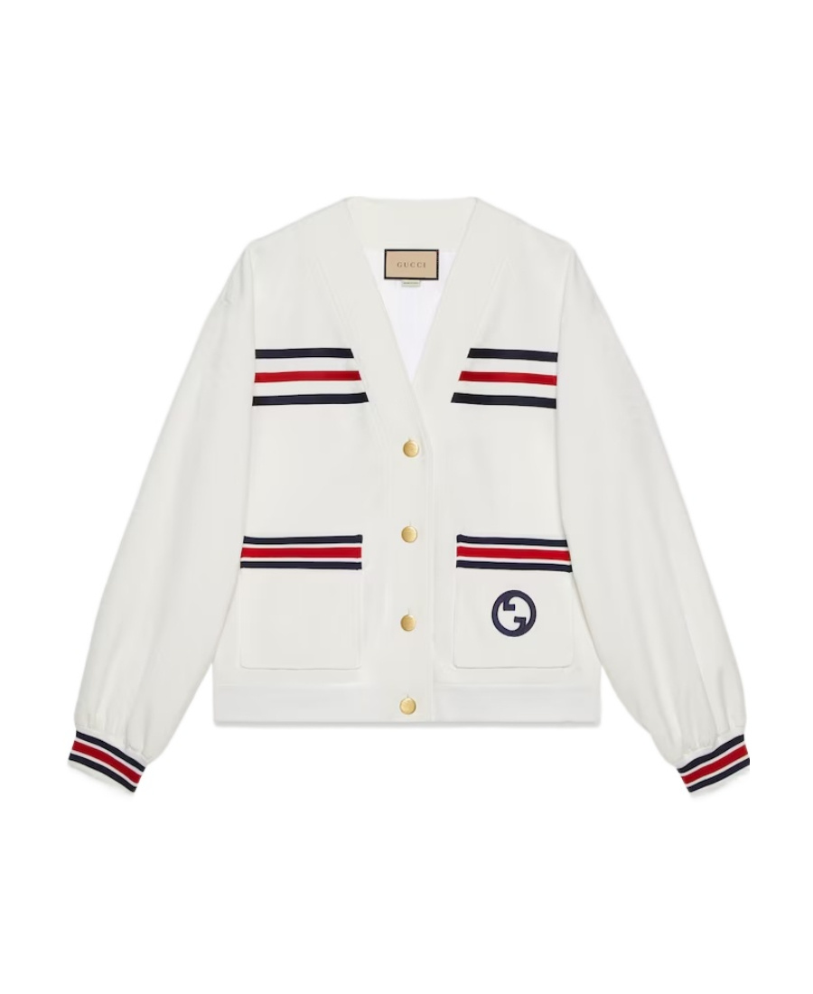 Gucci Gg Canvas Technical Jersey Cardigan In White