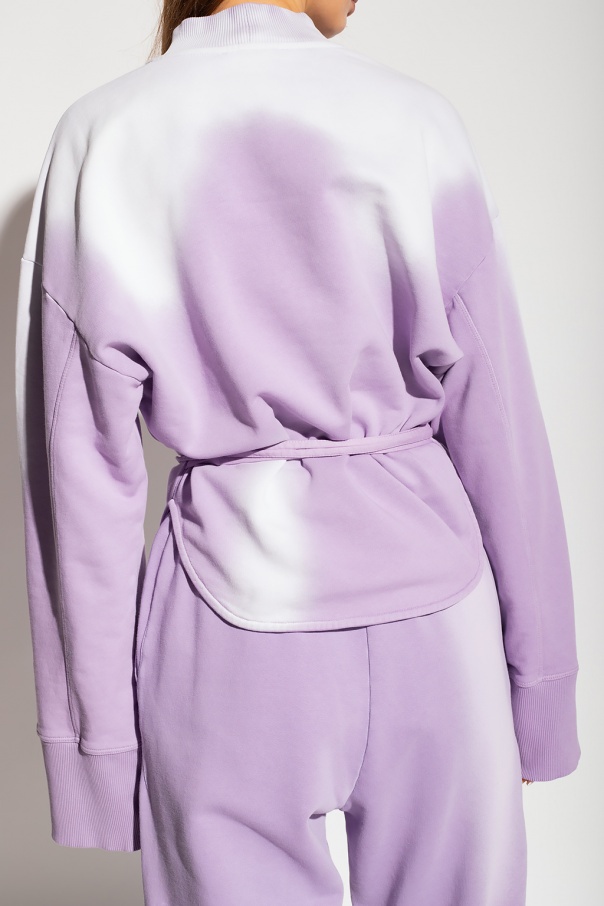 Shop Attico Tie-dye Cotton Tie-waist Sweatshirt In Purple
