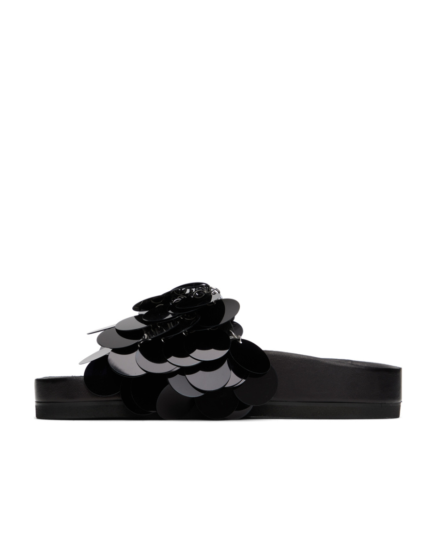 Rabanne Embellished Flat Sole Open Toe Sandal In Black