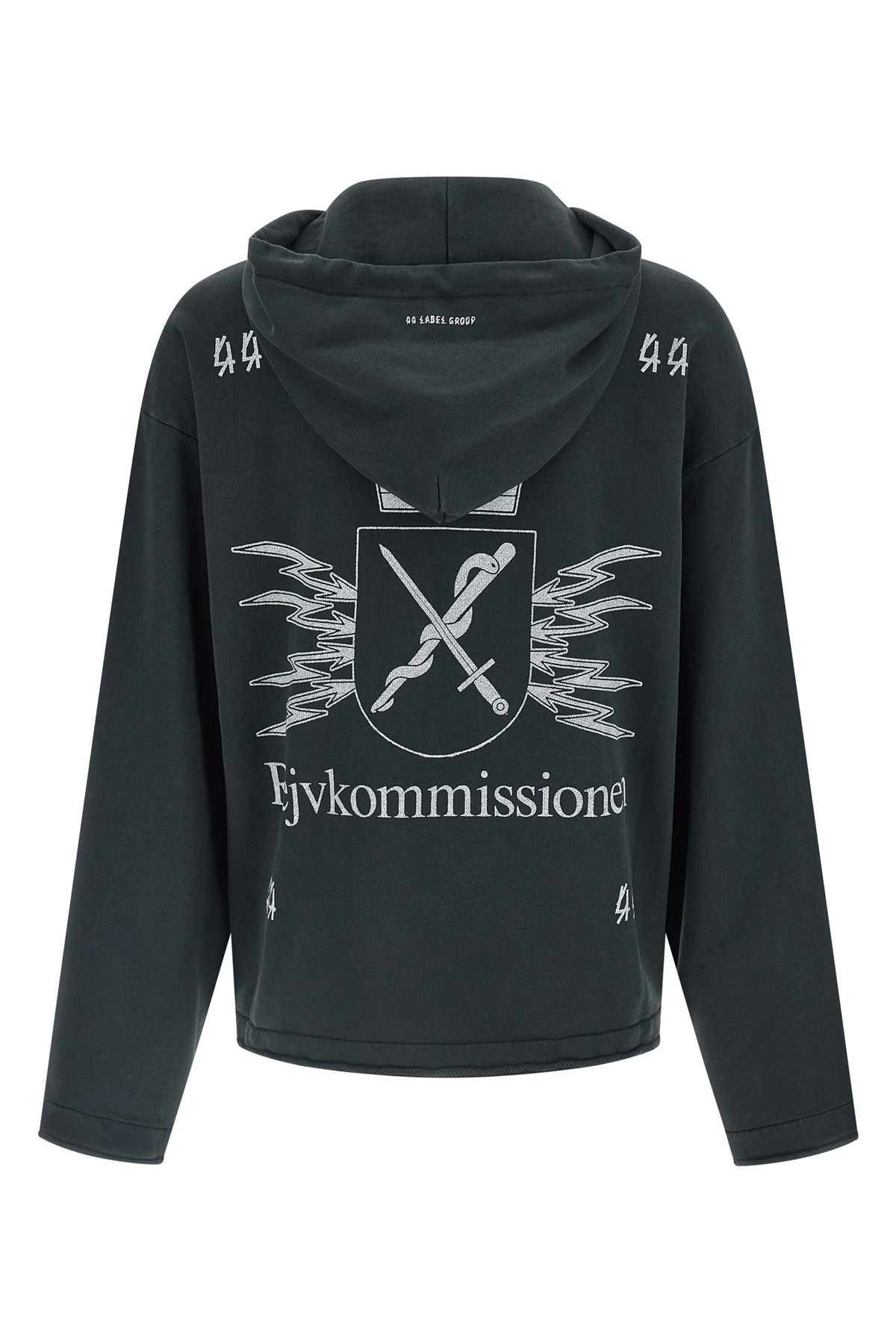 44 Label Group Commission Raw-cut Zip Hoodie In Black