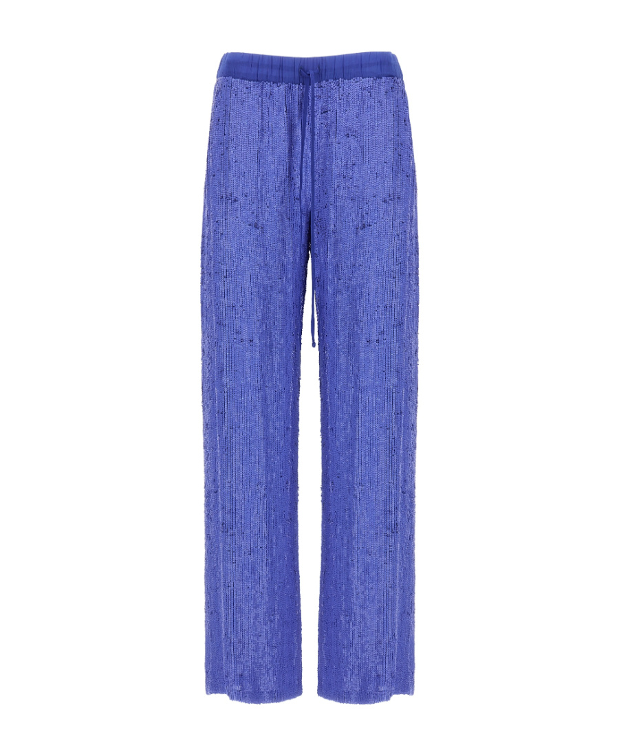 P.a.r.o.s.h . Wide-leg Trousers With Shimmering Sequin Detailing In Blue