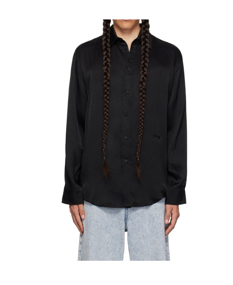 Msgm Lapel Long-sleeved Shirt In Black