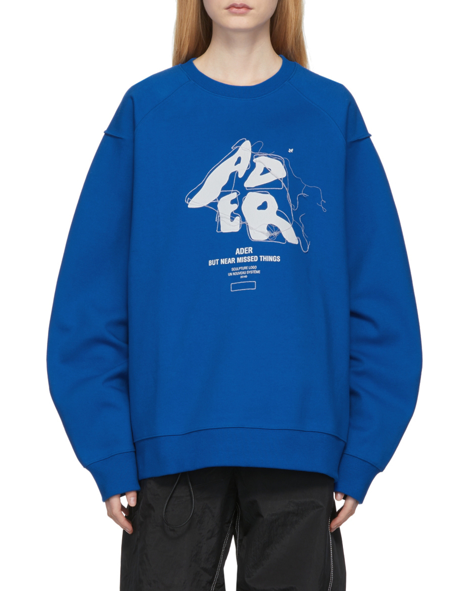 Ader Error Round-neck Sweater In Blue