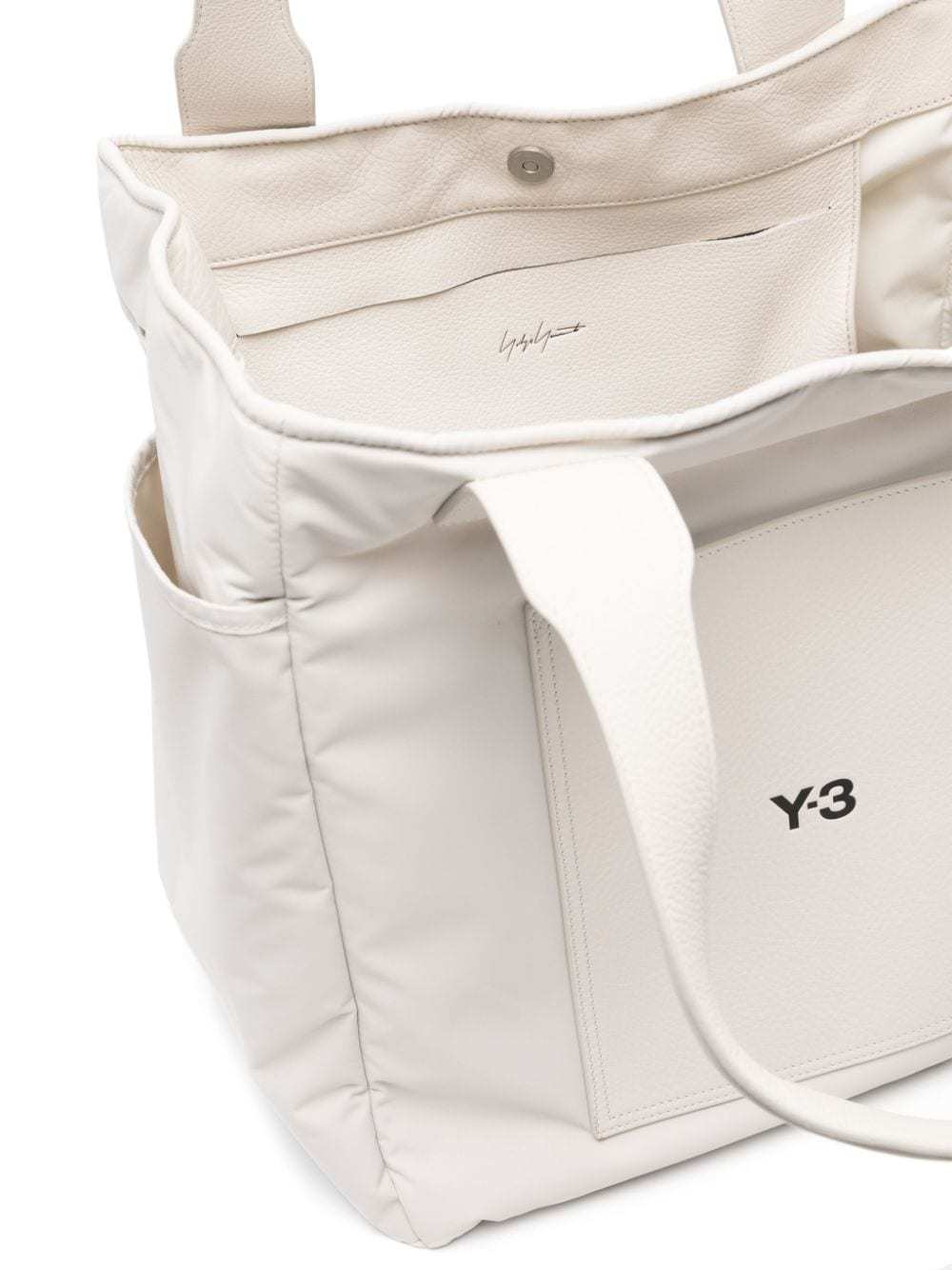 Y-3 Lux Logo Printed Large Tote Bag In White
