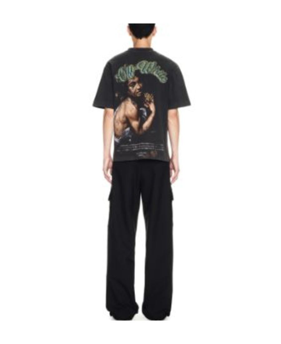 Off-white Bacchus Skate Cotton Graphic T-shirt In Black