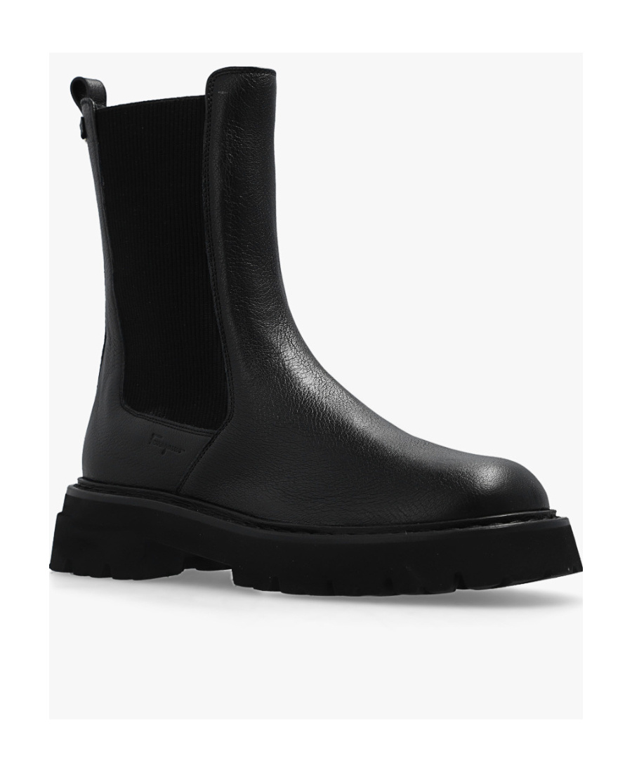 FERRAGAMO DOUBLE GANCINI LEATHER CHELSEA BOOTS