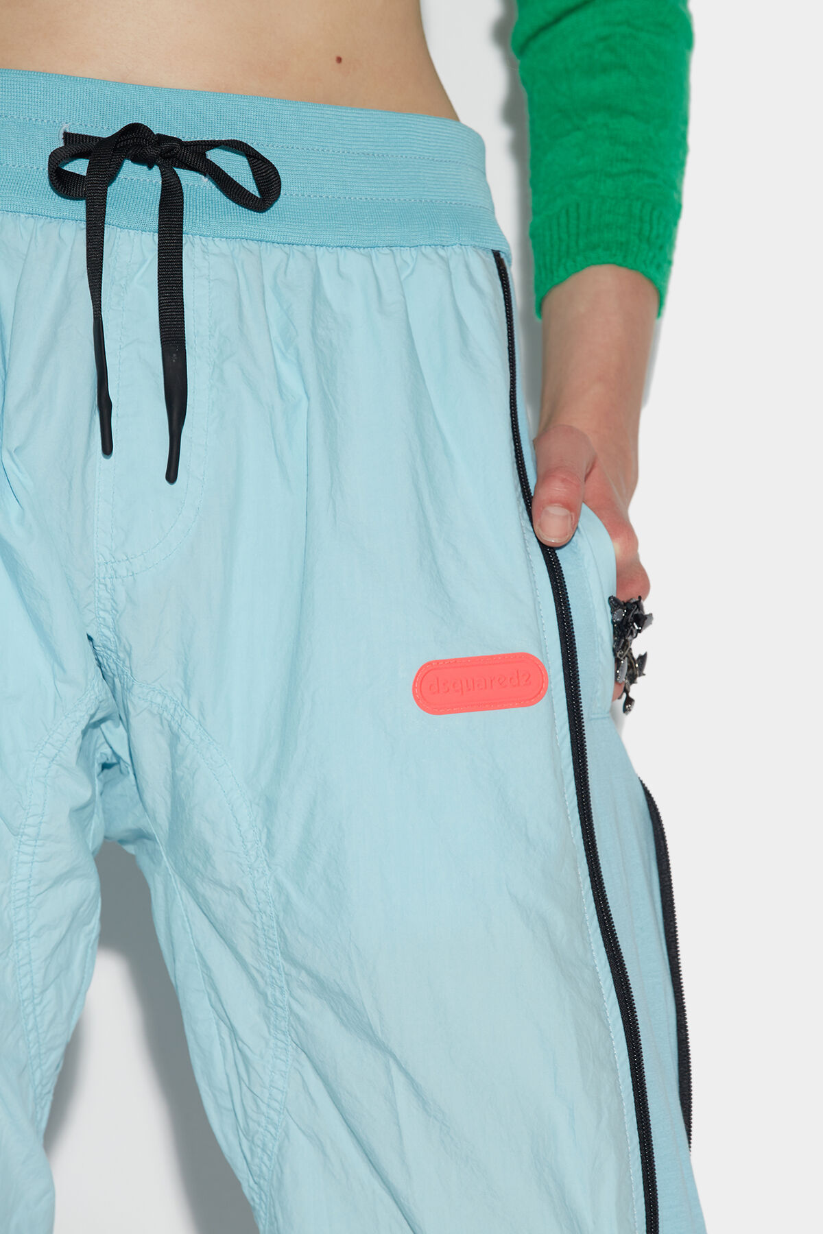 Dsquared2 Side-zip Logo-patch Trousers In Blue