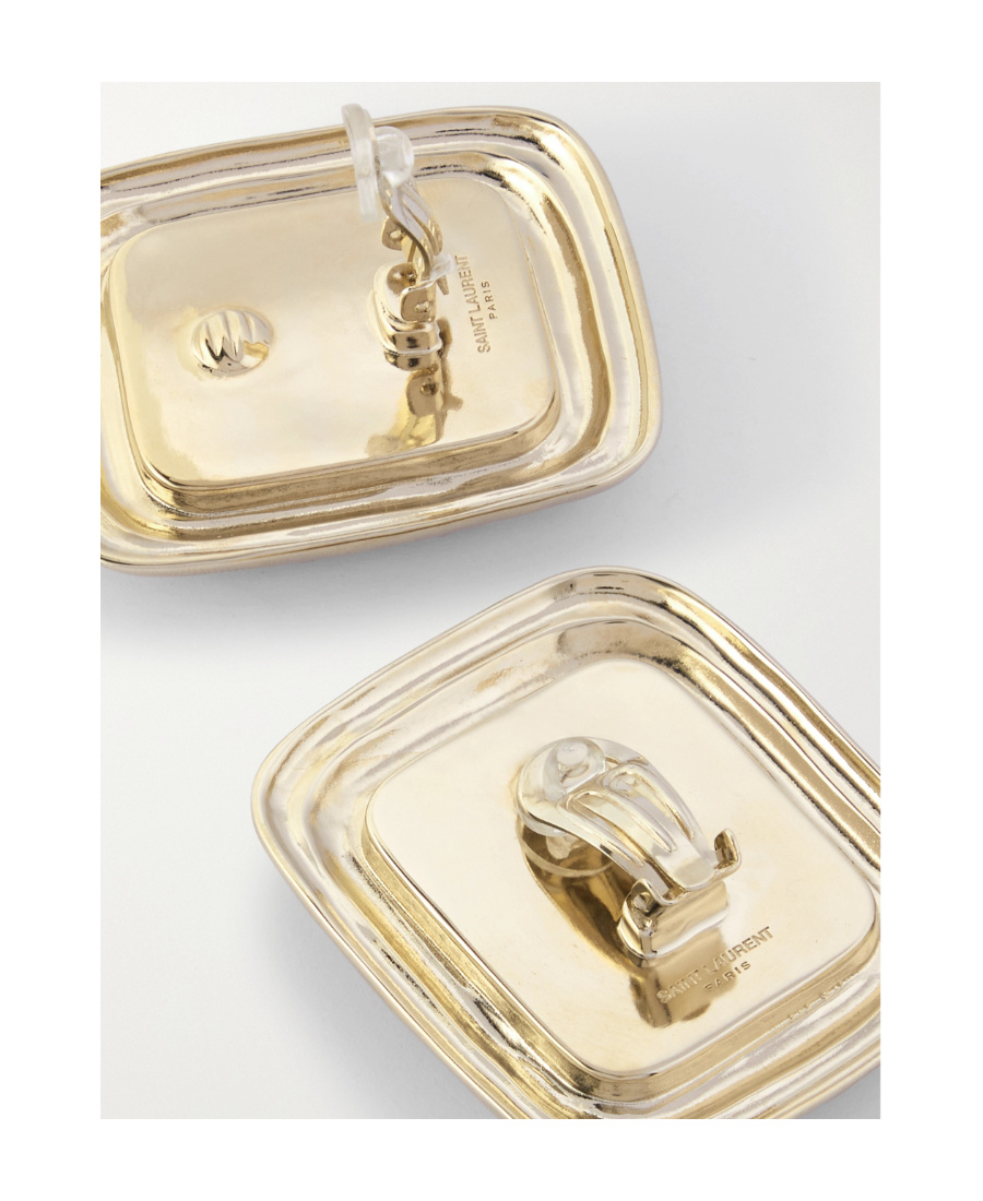 Saint Laurent Cabochon Clip-on Earrings In Black