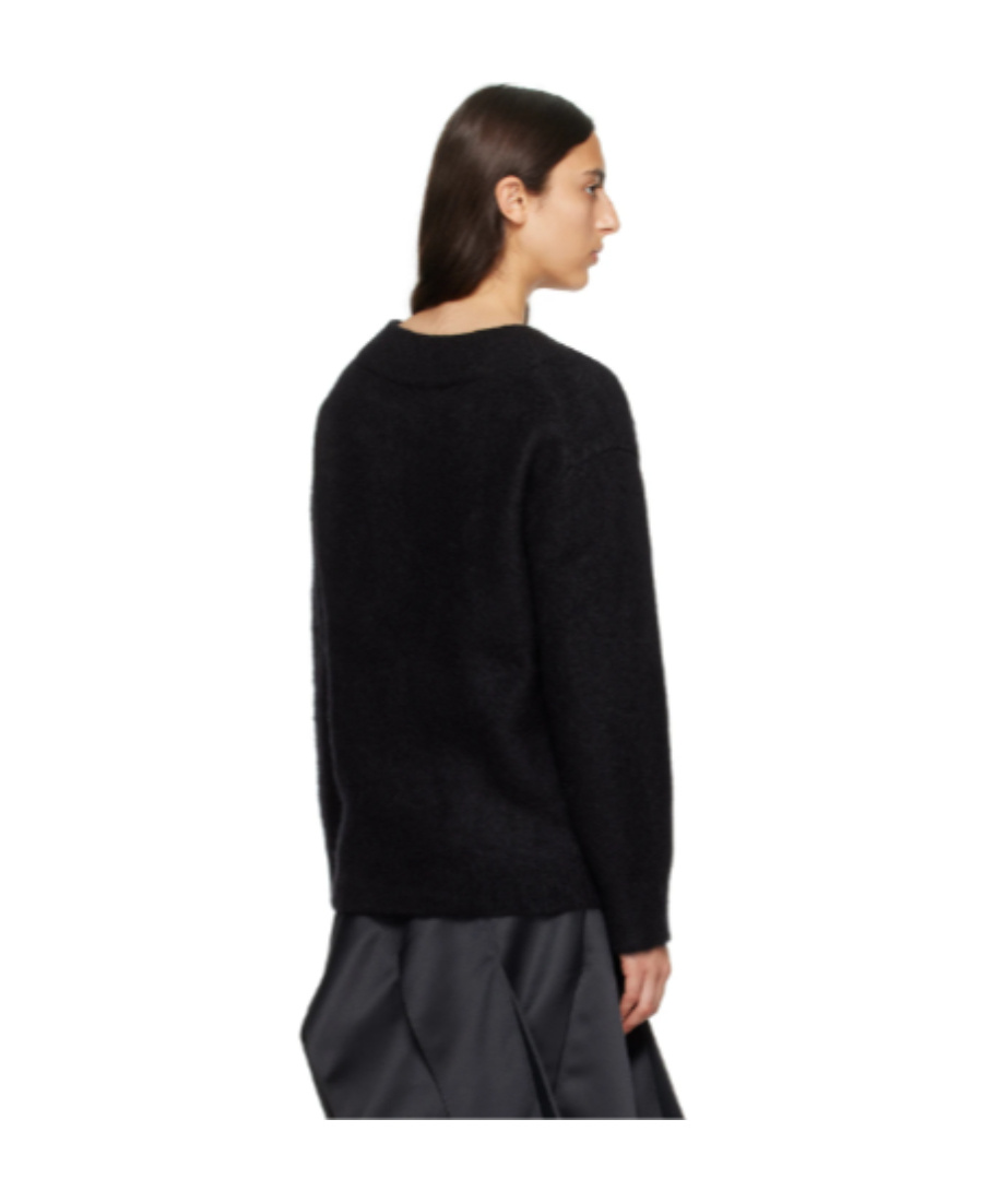 We11 Done V-neck Mohair-blend Jumper In Black