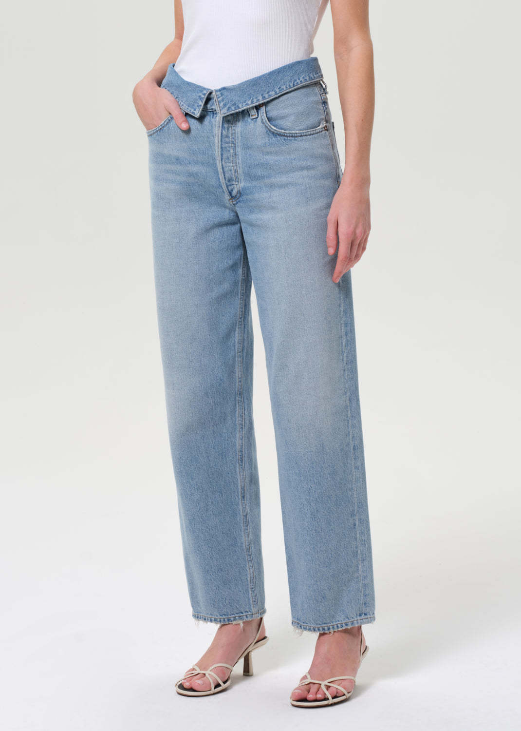 Agolde High Waist Frayed Hem Jeans