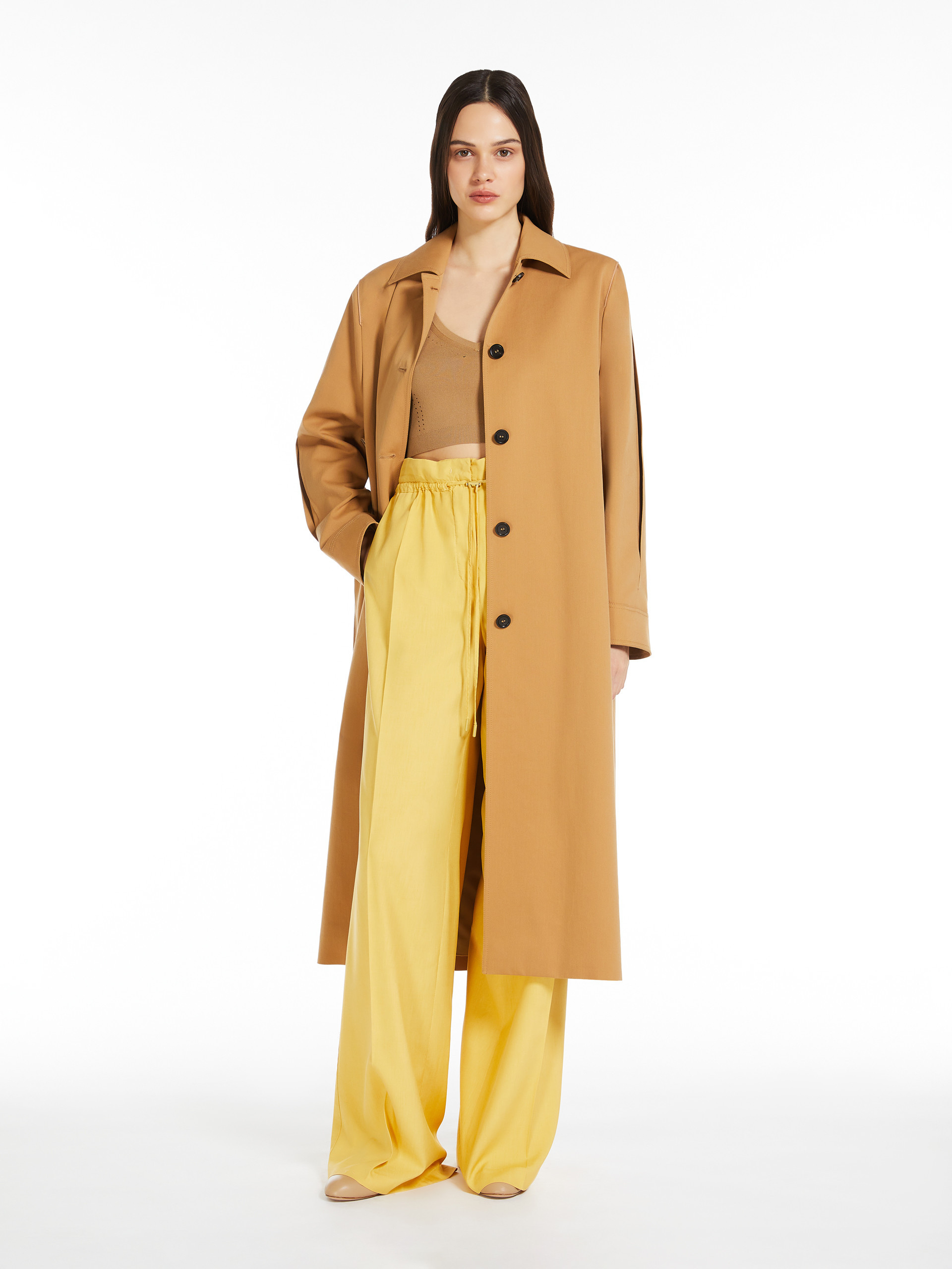 Max Mara Flowing Silk Trousers In Nude