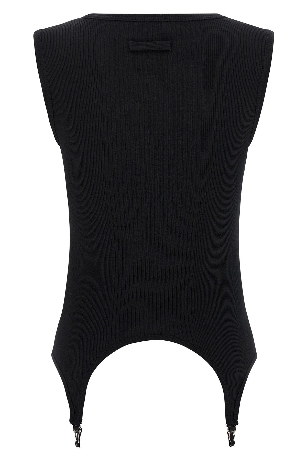 Jean Paul Gaultier Women Ribbed Tank Top With Lingerie Garter In Black