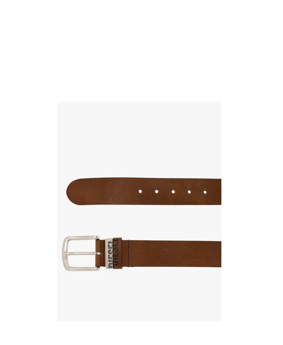Diesel Logo-loop Leather Buckle Belt In Brown