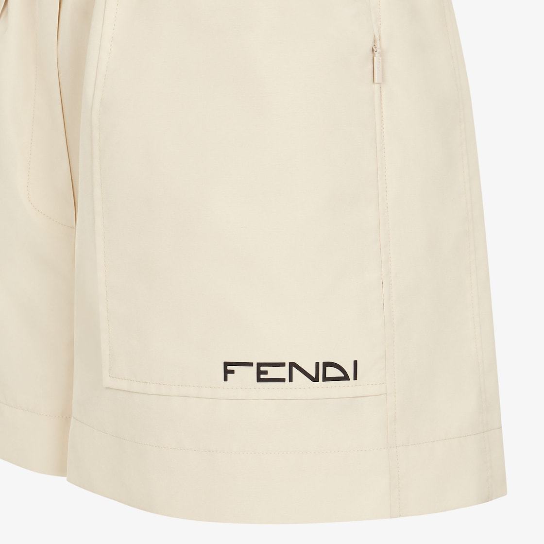 Fendi Beige Logo Print Shorts In White