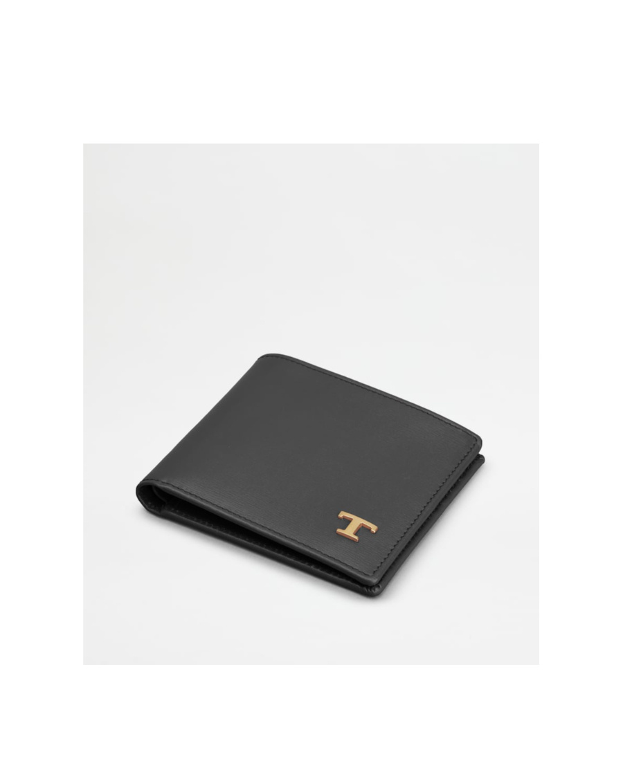 Tod's Logo-plaque Leather Bi-fold Wallet In Black
