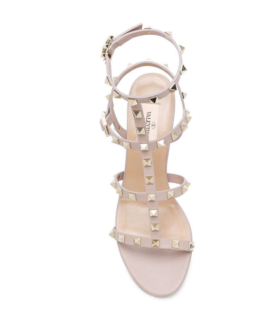 Shop Valentino Rockstud Calfskin Ankle Strap Sandal 60 Mm In Nude