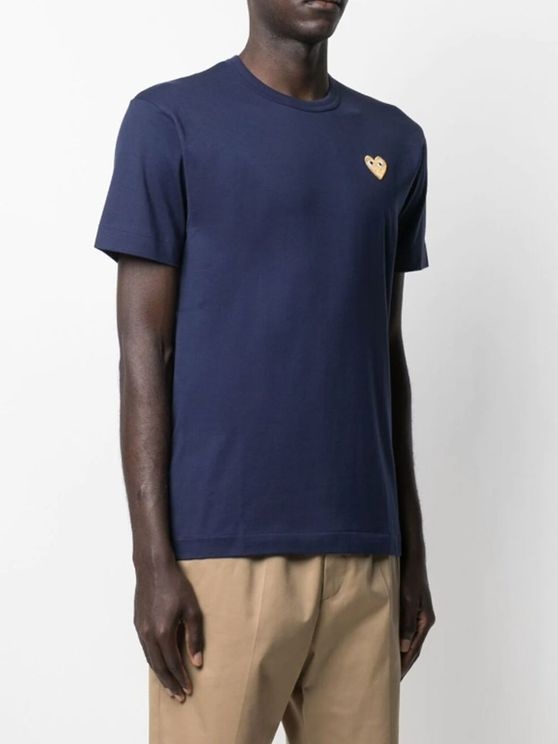 Comme Des Garçons Play Embroidered Heart T-shirt In Blue