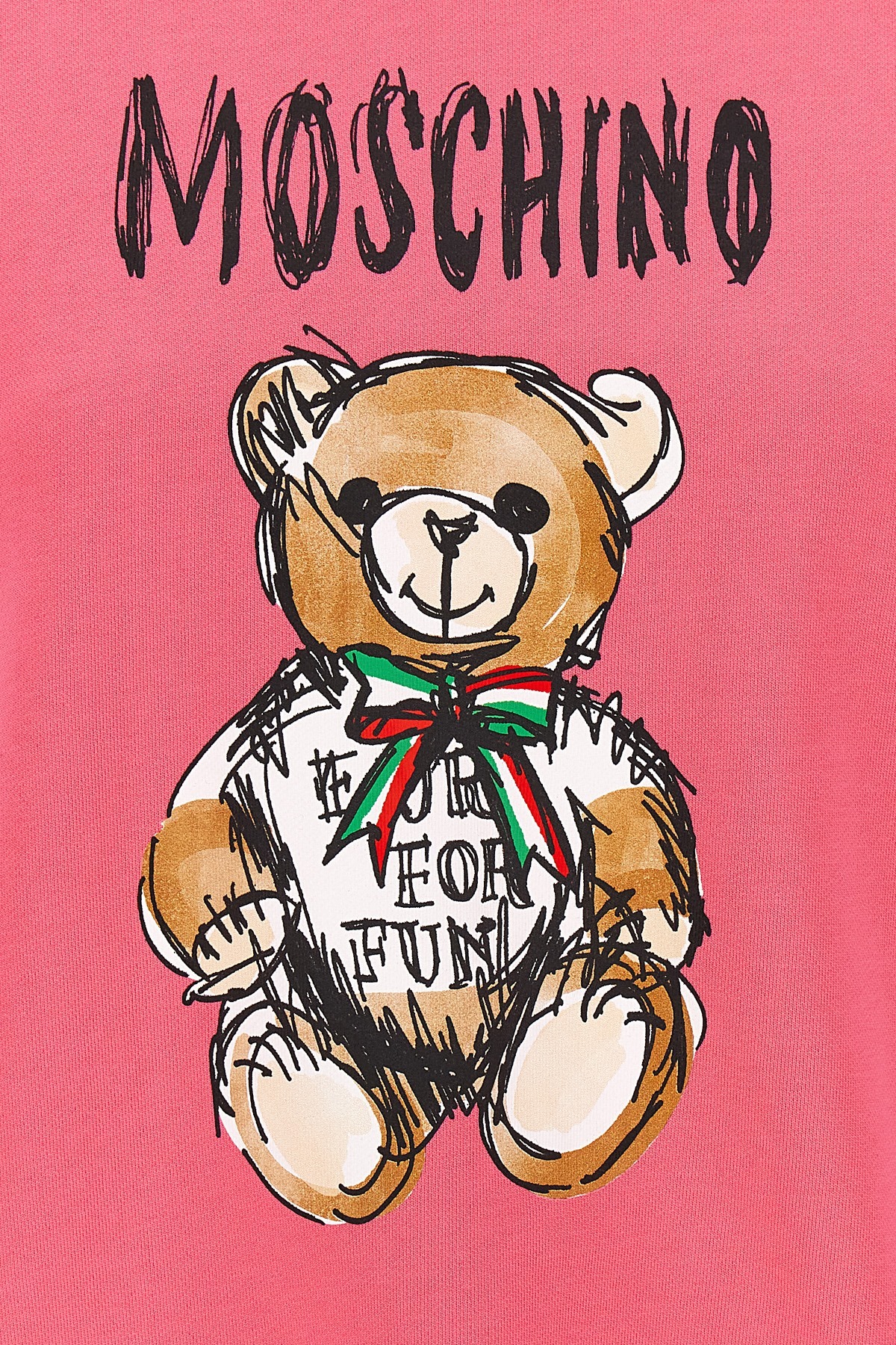 Moschino Crew Neck Teddy Bear Sweater With Graphic Print In Pink