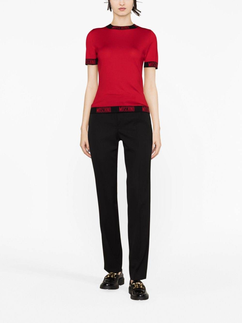 Moschino Virgin Wool Tailored Trousers In Black