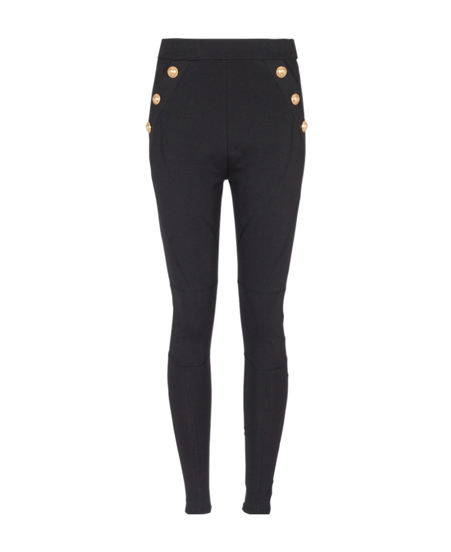 Balmain Jersey Leggings With 6 Buttons In Black