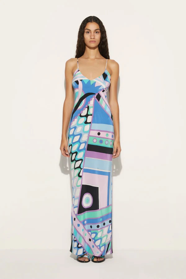 PUCCI VIVARA-PRINT SILK MAXIDRESS