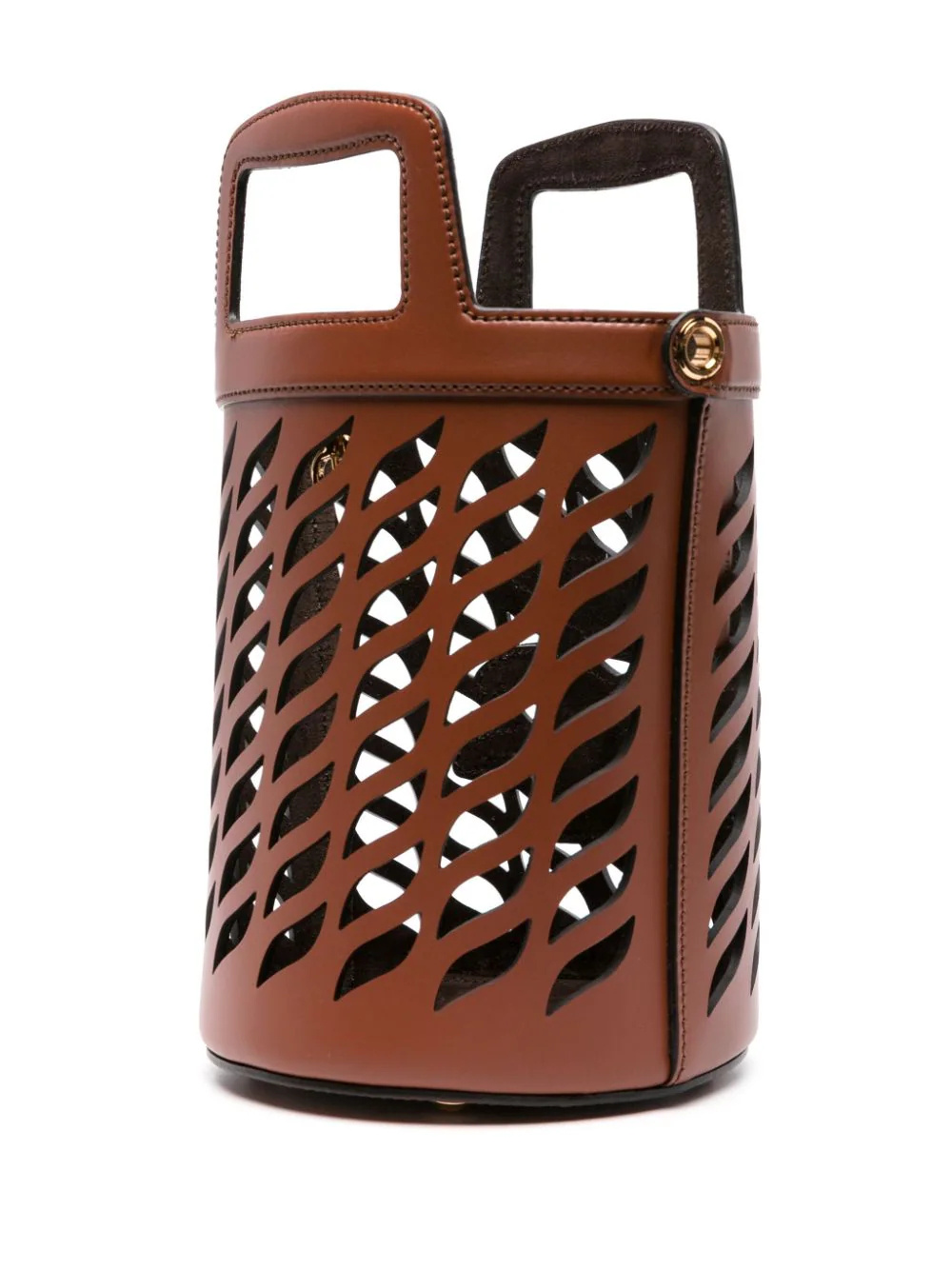 Etro Brown Bucket Bag With Multicolor Shoulder Strap And Pegasus Detail In Perforated Leather In Brown