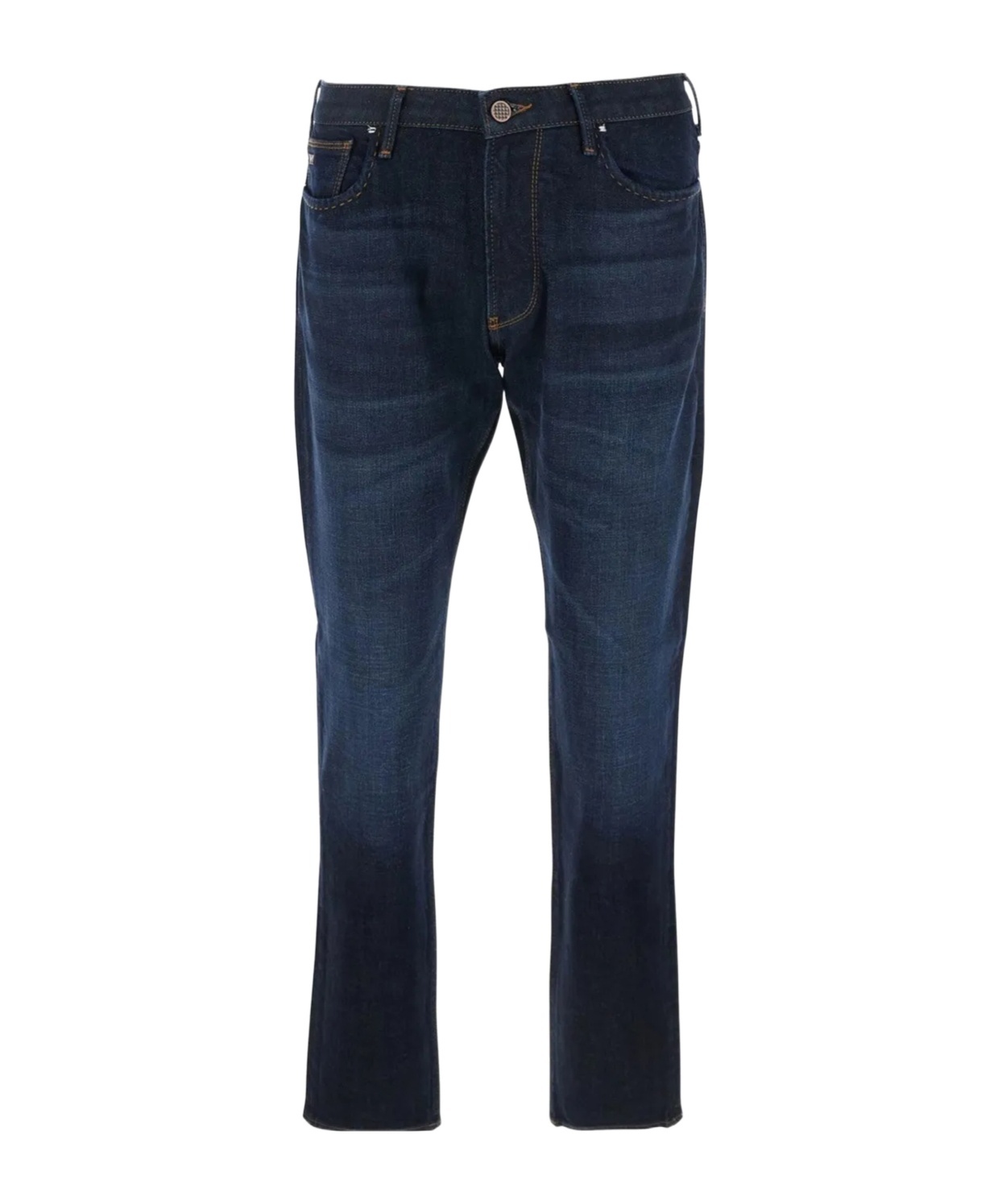 Emporio Armani Blue Five Pocket Jeans With Logo Patch On The Back In Black