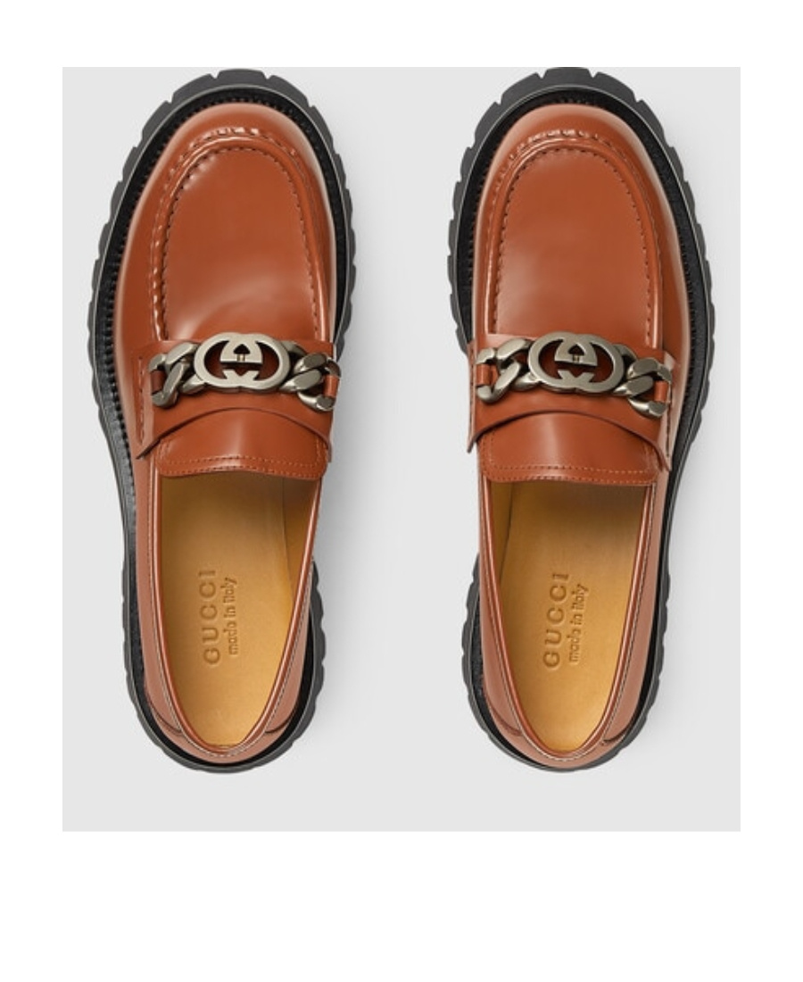 Gucci Interlocking G Logo Leather Loafers In Multicolor