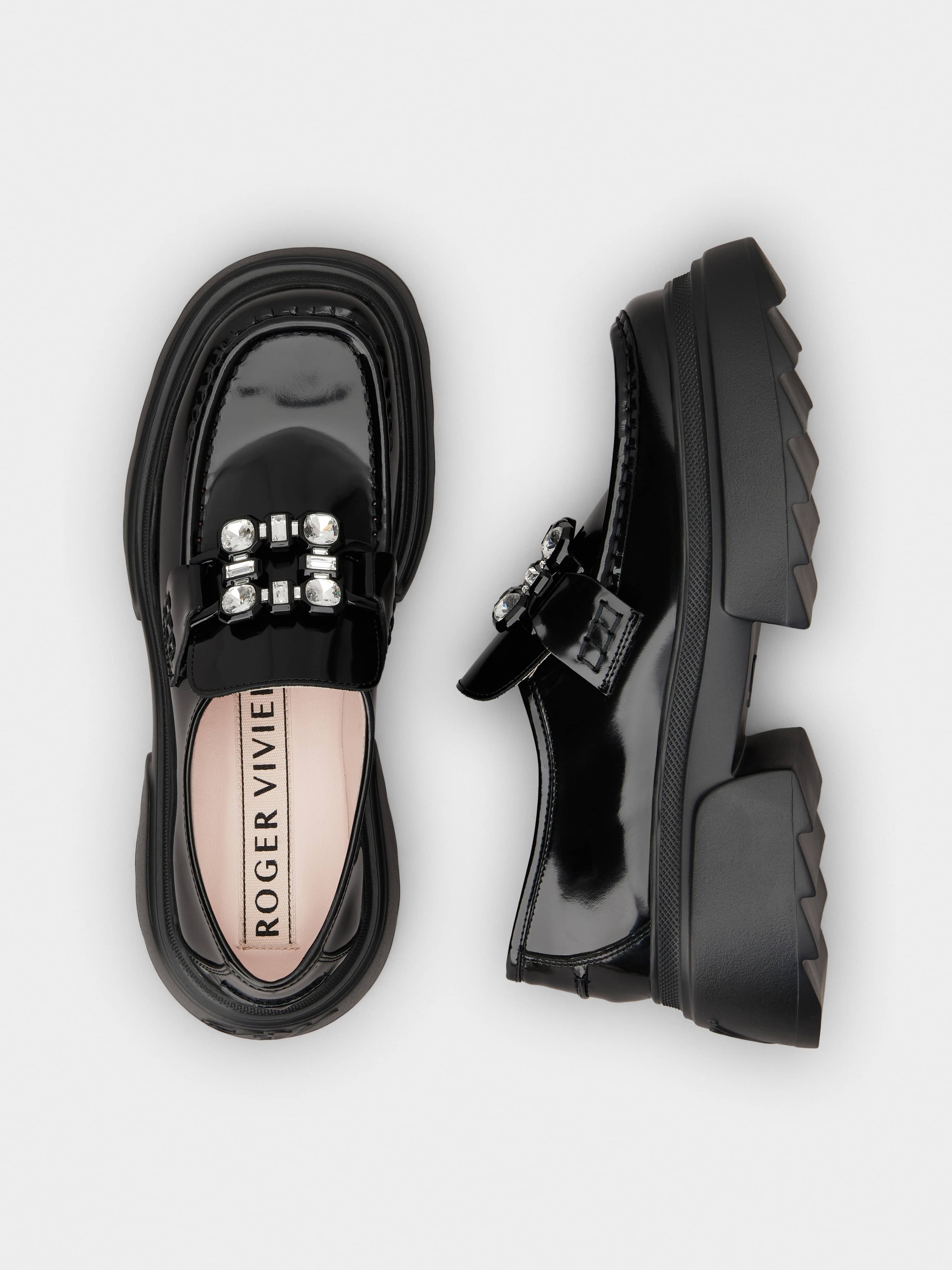 Shop Roger Vivier Logo Thick Soled Loafers In Black