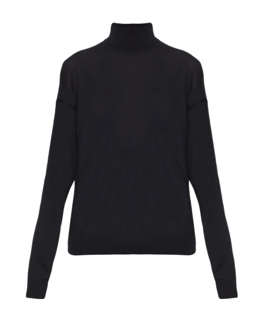 トップス Yves Saint Laurent high neck knit Saint Laurent - Ribbed-knit turtleneck silk top Saint Laurent