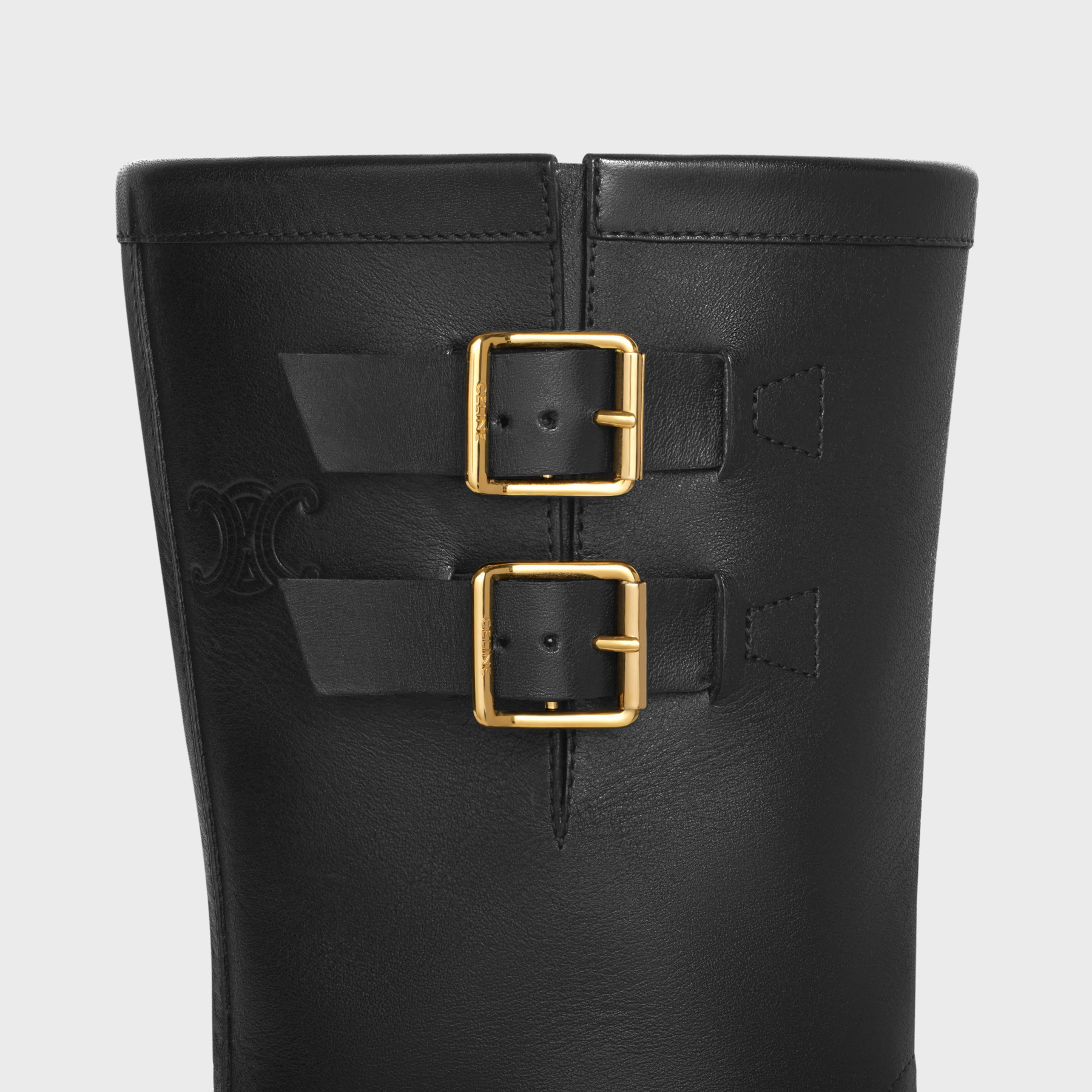Celine Bulky Buckle Short Boots In Black